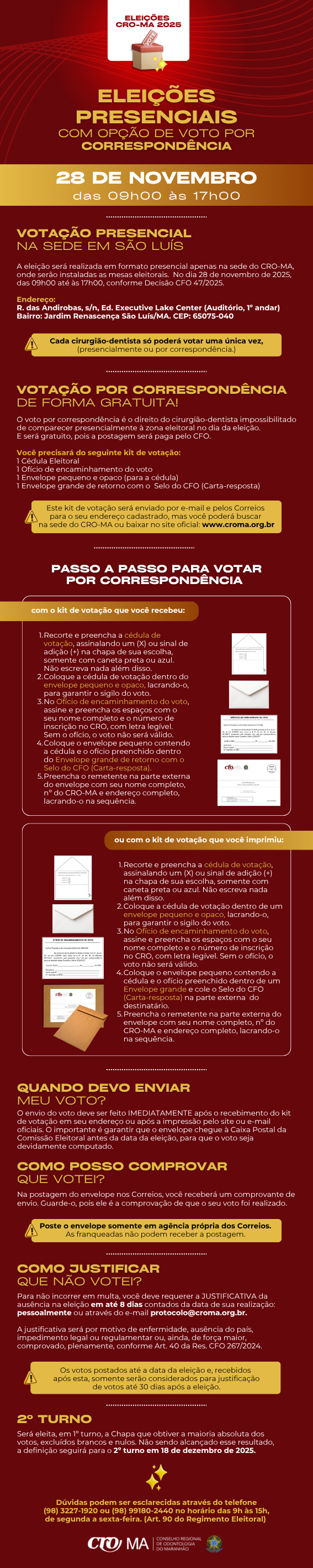COMO VOTAR . ELEIÇÕES CRO-MA 2025