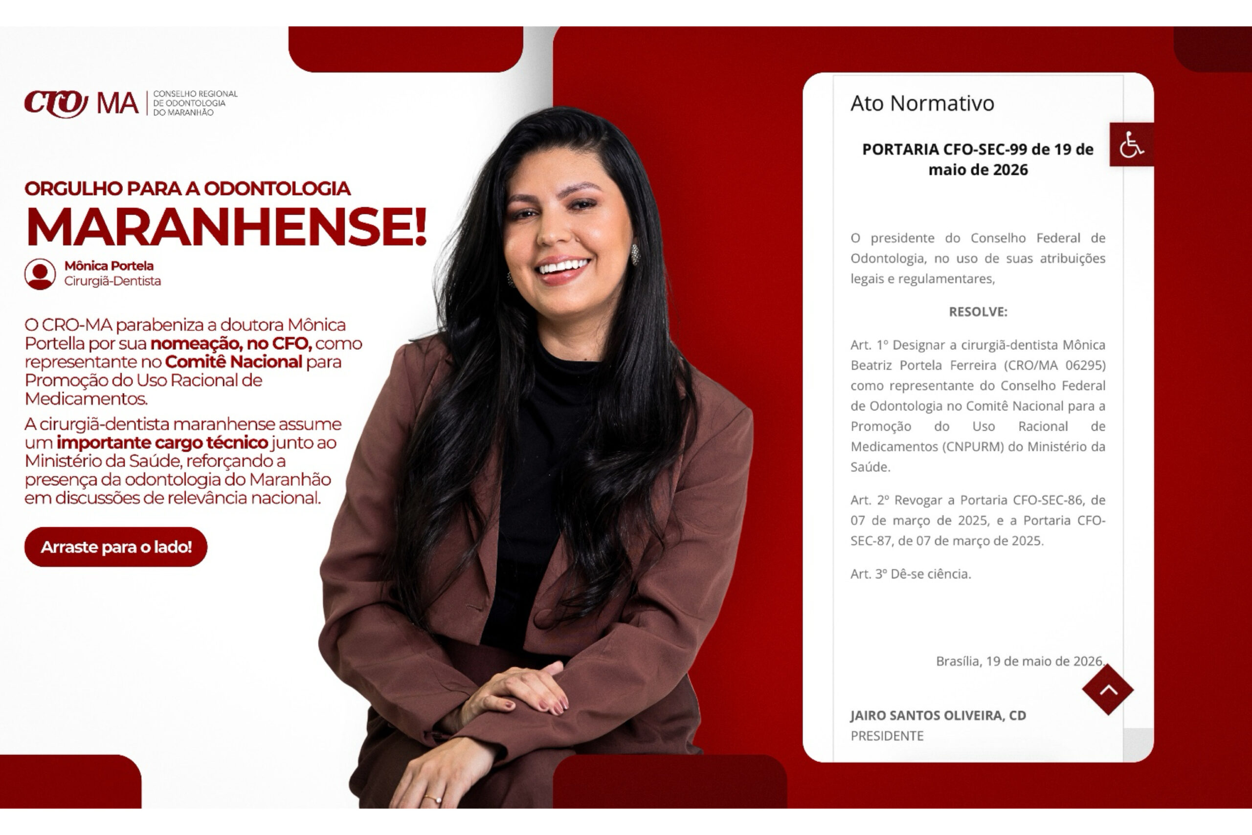 Read more about the article CRO-MA destaca nomeação de cirurgiã-dentista maranhense para comitê nacional vinculado ao Ministério da Saúde