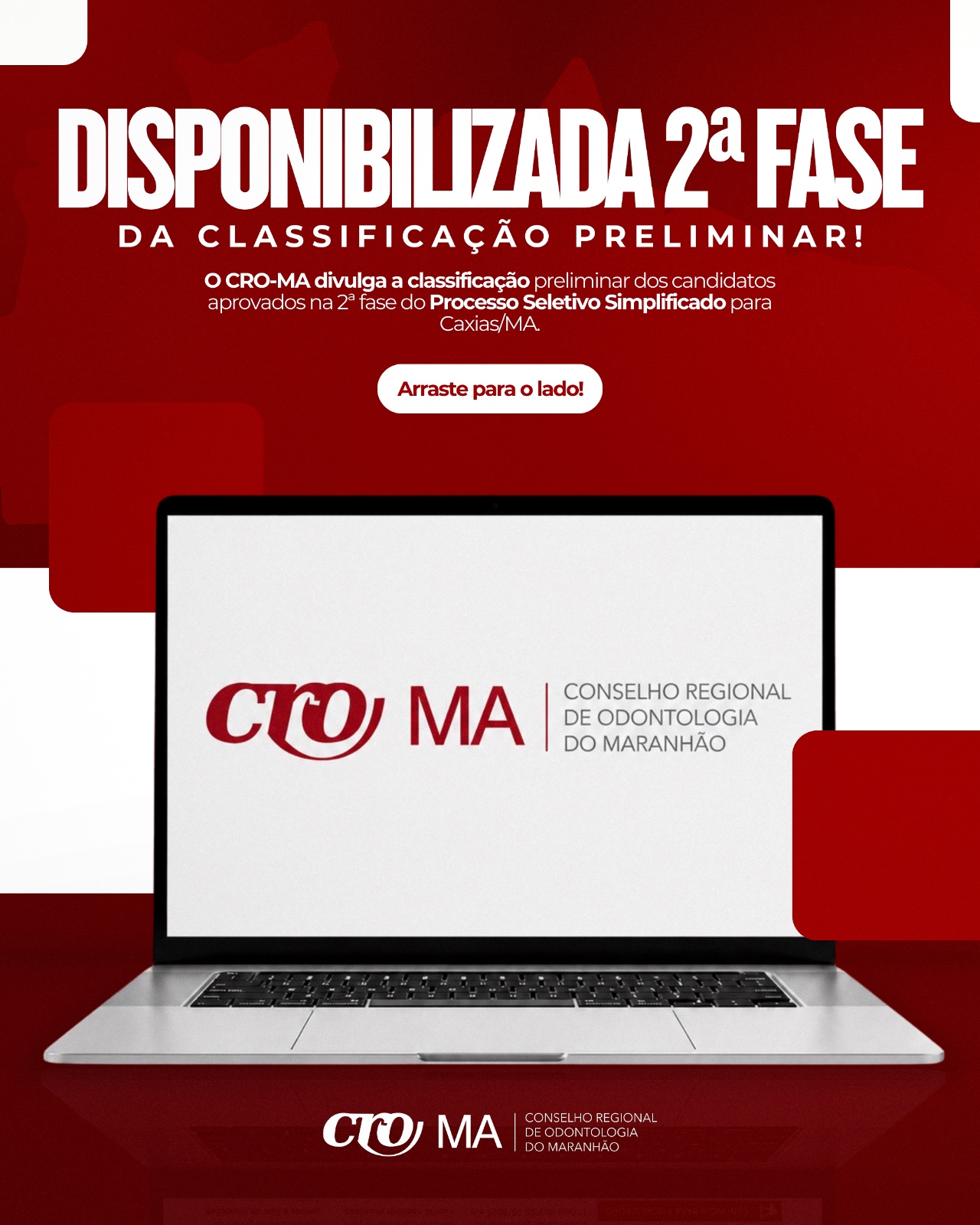 Read more about the article CRO-MA divulga classificação preliminar da 2ª fase do Processo Seletivo Simplificado para Caxias